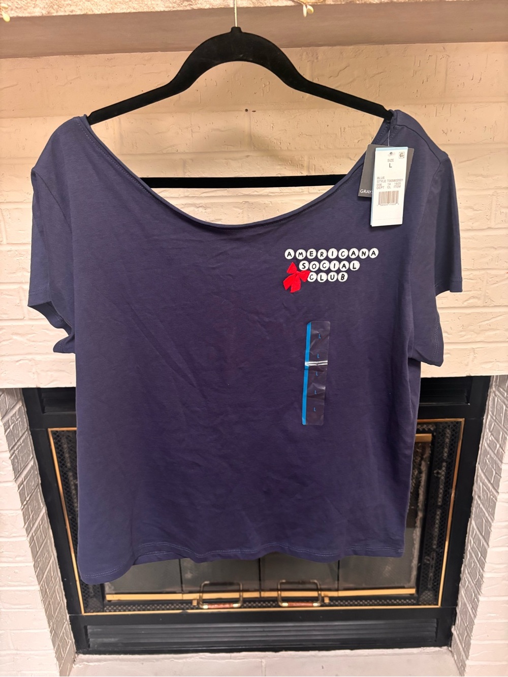 Target Navy Short-Sleeve Scoop Neck Tee with Red Accent